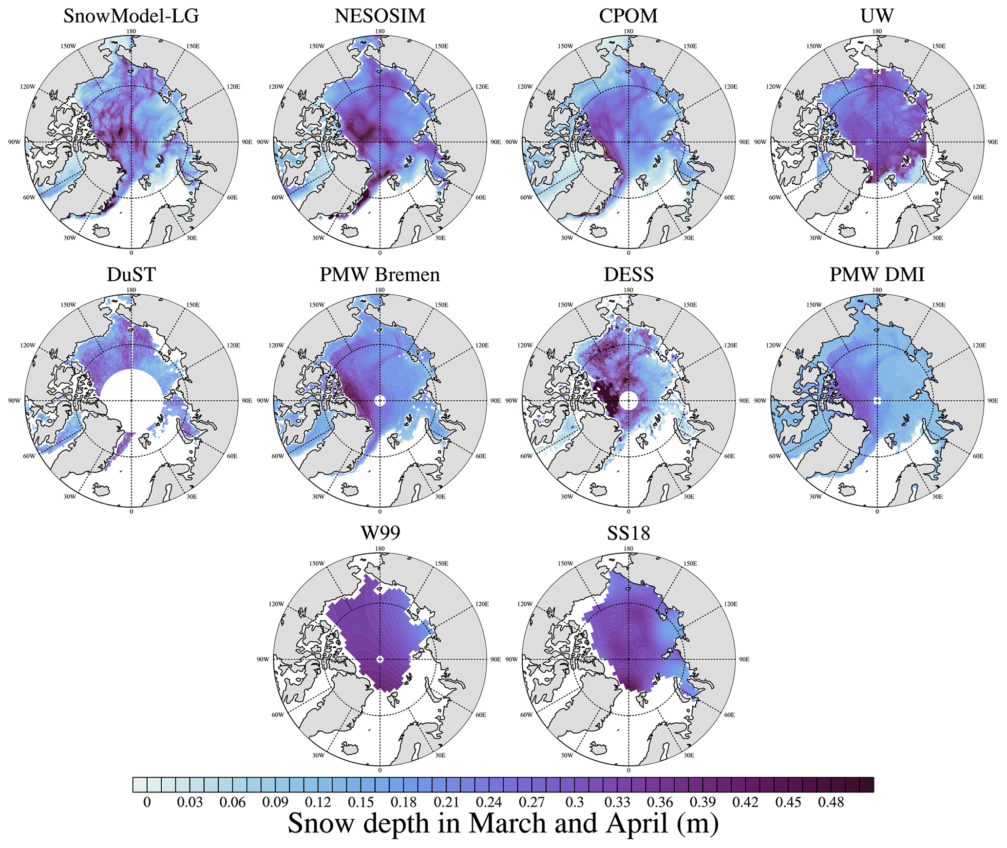 TC Inter comparison Of Snow Depth Over Arctic Sea Ice From Reanalysis 